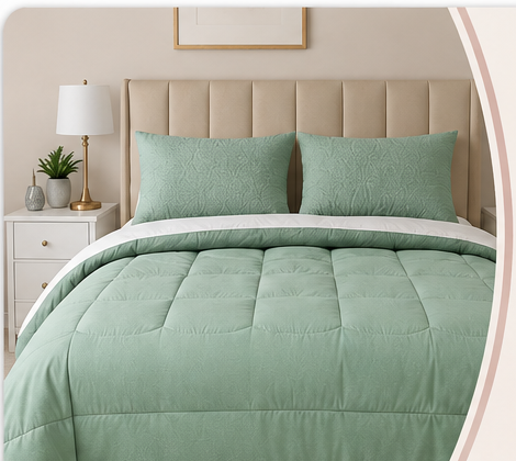 Cama con edredón verde de Mi Gran Sueño